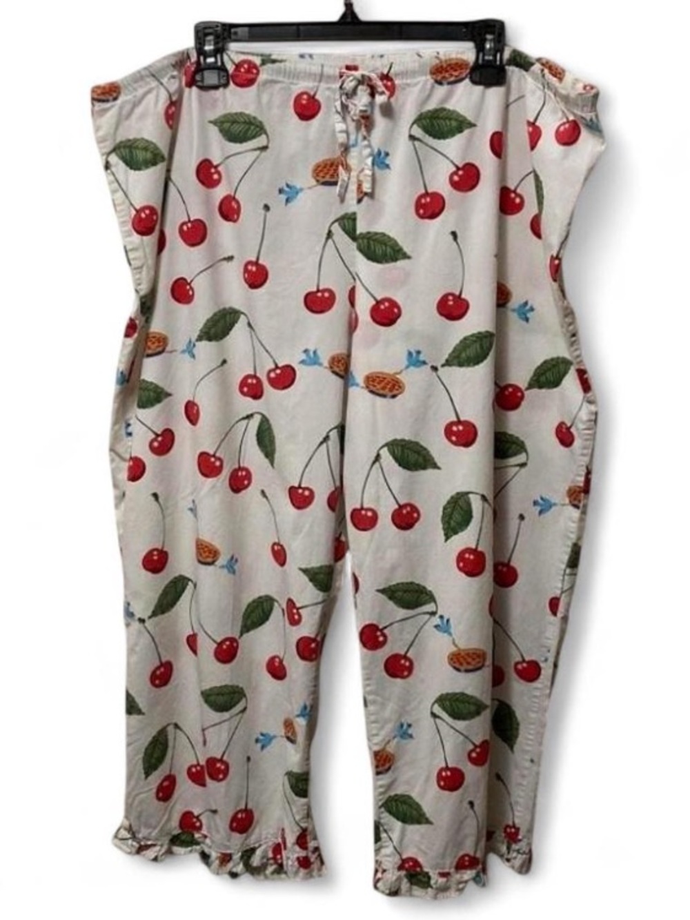 Nick & Nora Cream Cherry Pie Bird Print Lounge Pants